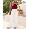 ZESICA Womens Drawstring High Waist Jeans Loose Fit Wide Leg Straight Baggy Trendy Denim Pants with Pockets(White)