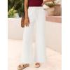 ZESICA Womens Drawstring High Waist Jeans Loose Fit Wide Leg Straight Baggy Trendy Denim Pants with Pockets(White)