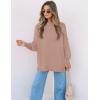 ZESICA Women’s Fall 2026 Casual Long Sleeve Crew Neck Side Slit Oversized Ribbed Knit Pullover Sweater Tops(Almond)