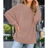 ZESICA Women’s Fall 2026 Casual Long Sleeve Crew Neck Side Slit Oversized Ribbed Knit Pullover Sweater Tops(Almond)