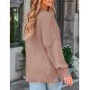 ZESICA Women’s Fall 2026 Casual Long Sleeve Crew Neck Side Slit Oversized Ribbed Knit Pullover Sweater Tops(Almond)