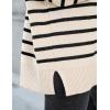 ZESICA Women’s Fall 2026 Casual Long Sleeve Crew Neck Side Slit Oversized Ribbed Knit Pullover Sweater Tops(Apricotstripe)