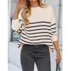 ZESICA Women’s Fall 2026 Casual Long Sleeve Crew Neck Side Slit Oversized Ribbed Knit Pullover Sweater Tops(Apricotstripe)