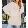 ZESICA Women’s Fall 2026 Casual Long Sleeve Crew Neck Side Slit Oversized Ribbed Knit Pullover Sweater Tops(Beige)