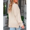 ZESICA Women’s Fall 2026 Casual Long Sleeve Crew Neck Side Slit Oversized Ribbed Knit Pullover Sweater Tops(Beige)