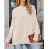 ZESICA Women’s Fall 2026 Casual Long Sleeve Crew Neck Side Slit Oversized Ribbed Knit Pullover Sweater Tops(Beige)