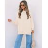 ZESICA Women’s Fall 2026 Casual Long Sleeve Crew Neck Side Slit Oversized Ribbed Knit Pullover Sweater Tops(Beige)