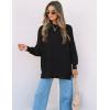 ZESICA Women’s Fall 2026 Casual Long Sleeve Crew Neck Side Slit Oversized Ribbed Knit Pullover Sweater Tops(Black)
