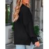 ZESICA Women’s Fall 2026 Casual Long Sleeve Crew Neck Side Slit Oversized Ribbed Knit Pullover Sweater Tops(Black)