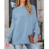 ZESICA Women’s Fall 2026 Casual Long Sleeve Crew Neck Side Slit Oversized Ribbed Knit Pullover Sweater Tops(Blue)