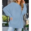 ZESICA Women’s Fall 2026 Casual Long Sleeve Crew Neck Side Slit Oversized Ribbed Knit Pullover Sweater Tops(Blue)
