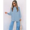 ZESICA Women’s Fall 2026 Casual Long Sleeve Crew Neck Side Slit Oversized Ribbed Knit Pullover Sweater Tops(Blue)