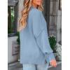ZESICA Women’s Fall 2026 Casual Long Sleeve Crew Neck Side Slit Oversized Ribbed Knit Pullover Sweater Tops(Blue)