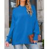 ZESICA Women’s Fall 2026 Casual Long Sleeve Crew Neck Side Slit Oversized Ribbed Knit Pullover Sweater Tops(Brightblue)