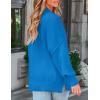 ZESICA Women’s Fall 2026 Casual Long Sleeve Crew Neck Side Slit Oversized Ribbed Knit Pullover Sweater Tops(Brightblue)
