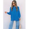 ZESICA Women’s Fall 2026 Casual Long Sleeve Crew Neck Side Slit Oversized Ribbed Knit Pullover Sweater Tops(Brightblue)