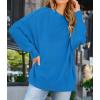ZESICA Women’s Fall 2026 Casual Long Sleeve Crew Neck Side Slit Oversized Ribbed Knit Pullover Sweater Tops(Brightblue)