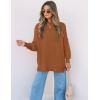 ZESICA Women’s Fall 2026 Casual Long Sleeve Crew Neck Side Slit Oversized Ribbed Knit Pullover Sweater Tops(Caramel)