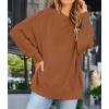 ZESICA Women’s Fall 2026 Casual Long Sleeve Crew Neck Side Slit Oversized Ribbed Knit Pullover Sweater Tops(Caramel)