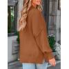 ZESICA Women’s Fall 2026 Casual Long Sleeve Crew Neck Side Slit Oversized Ribbed Knit Pullover Sweater Tops(Caramel)