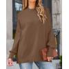 ZESICA Women’s Fall 2026 Casual Long Sleeve Crew Neck Side Slit Oversized Ribbed Knit Pullover Sweater Tops(Coffee)