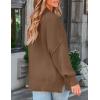 ZESICA Women’s Fall 2026 Casual Long Sleeve Crew Neck Side Slit Oversized Ribbed Knit Pullover Sweater Tops(Coffee)