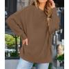 ZESICA Women’s Fall 2026 Casual Long Sleeve Crew Neck Side Slit Oversized Ribbed Knit Pullover Sweater Tops(Coffee)