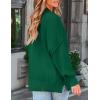 ZESICA Women’s Fall 2026 Casual Long Sleeve Crew Neck Side Slit Oversized Ribbed Knit Pullover Sweater Tops(Darkgreen)