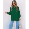ZESICA Women’s Fall 2026 Casual Long Sleeve Crew Neck Side Slit Oversized Ribbed Knit Pullover Sweater Tops(Darkgreen)