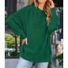 ZESICA Women’s Fall 2026 Casual Long Sleeve Crew Neck Side Slit Oversized Ribbed Knit Pullover Sweater Tops(Darkgreen)