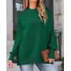 ZESICA Women’s Fall 2026 Casual Long Sleeve Crew Neck Side Slit Oversized Ribbed Knit Pullover Sweater Tops(Darkgreen)