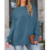 ZESICA Women’s Fall 2026 Casual Long Sleeve Crew Neck Side Slit Oversized Ribbed Knit Pullover Sweater Tops(Dustyblue)