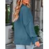 ZESICA Women’s Fall 2026 Casual Long Sleeve Crew Neck Side Slit Oversized Ribbed Knit Pullover Sweater Tops(Dustyblue)