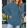 ZESICA Women’s Fall 2026 Casual Long Sleeve Crew Neck Side Slit Oversized Ribbed Knit Pullover Sweater Tops(Dustyblue)