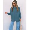 ZESICA Women’s Fall 2026 Casual Long Sleeve Crew Neck Side Slit Oversized Ribbed Knit Pullover Sweater Tops(Dustyblue)
