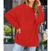 ZESICA Women’s Fall 2026 Casual Long Sleeve Crew Neck Side Slit Oversized Ribbed Knit Pullover Sweater Tops(Firered)