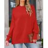 ZESICA Women’s Fall 2026 Casual Long Sleeve Crew Neck Side Slit Oversized Ribbed Knit Pullover Sweater Tops(Firered)