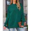 ZESICA Women’s Fall 2026 Casual Long Sleeve Crew Neck Side Slit Oversized Ribbed Knit Pullover Sweater Tops(Forestgreen)