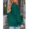 ZESICA Women’s Fall 2026 Casual Long Sleeve Crew Neck Side Slit Oversized Ribbed Knit Pullover Sweater Tops(Forestgreen)