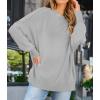 ZESICA Women’s Fall 2026 Casual Long Sleeve Crew Neck Side Slit Oversized Ribbed Knit Pullover Sweater Tops(Grey)