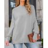ZESICA Women’s Fall 2026 Casual Long Sleeve Crew Neck Side Slit Oversized Ribbed Knit Pullover Sweater Tops(Grey)