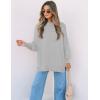 ZESICA Women’s Fall 2026 Casual Long Sleeve Crew Neck Side Slit Oversized Ribbed Knit Pullover Sweater Tops(Grey)