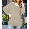 ZESICA Women’s Fall 2026 Casual Long Sleeve Crew Neck Side Slit Oversized Ribbed Knit Pullover Sweater Tops(Greyapricot)
