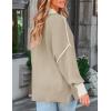 ZESICA Women’s Fall 2026 Casual Long Sleeve Crew Neck Side Slit Oversized Ribbed Knit Pullover Sweater Tops(Greyapricot)