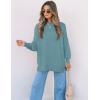 ZESICA Women’s Fall 2026 Casual Long Sleeve Crew Neck Side Slit Oversized Ribbed Knit Pullover Sweater Tops(Lake)
