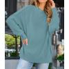 ZESICA Women’s Fall 2026 Casual Long Sleeve Crew Neck Side Slit Oversized Ribbed Knit Pullover Sweater Tops(Lake)