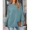 ZESICA Women’s Fall 2026 Casual Long Sleeve Crew Neck Side Slit Oversized Ribbed Knit Pullover Sweater Tops(Lake)