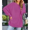 ZESICA Women’s Fall 2026 Casual Long Sleeve Crew Neck Side Slit Oversized Ribbed Knit Pullover Sweater Tops(Lilac)