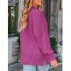 ZESICA Women’s Fall 2026 Casual Long Sleeve Crew Neck Side Slit Oversized Ribbed Knit Pullover Sweater Tops(Lilac)