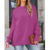 ZESICA Women’s Fall 2026 Casual Long Sleeve Crew Neck Side Slit Oversized Ribbed Knit Pullover Sweater Tops(Lilac)